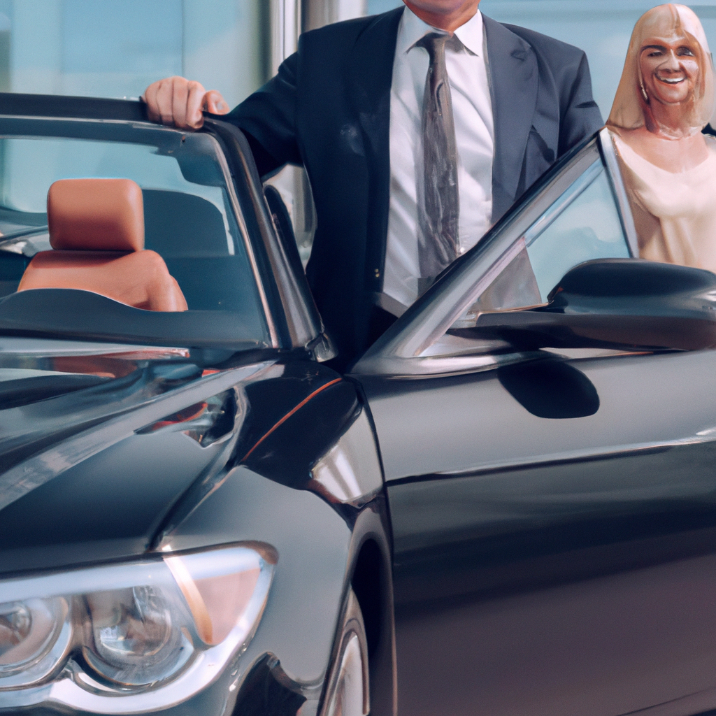 Mature customer with luxury vehicle